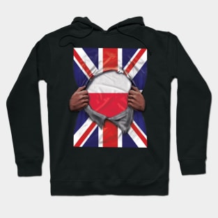 Poland Flag Great Britain Flag Ripped - Gift for Polish From Poland Hoodie